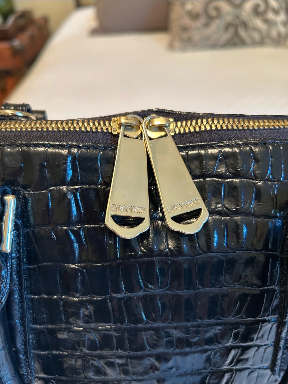 Brahmin Vivian Satchel in Black Embossed Leather - Picture 15 of 15